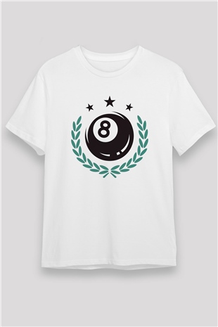 Bilardo Beyaz Unisex Tişört T-Shirt - TişörtFabrikası