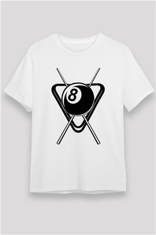 Bilardo Beyaz Unisex Tişört T-Shirt - TişörtFabrikası
