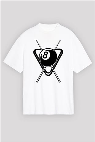 Bilardo Beyaz Oversize Tişört Oversize T-shirt - TişörtFabrikası