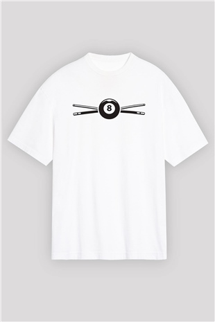 Bilardo Beyaz Oversize Tişört Oversize T-shirt - TişörtFabrikası