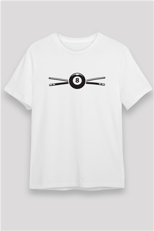 Bilardo Beyaz Unisex Tişört T-Shirt - TişörtFabrikası