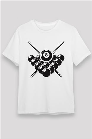 Bilardo Beyaz Unisex Tişört T-Shirt - TişörtFabrikası
