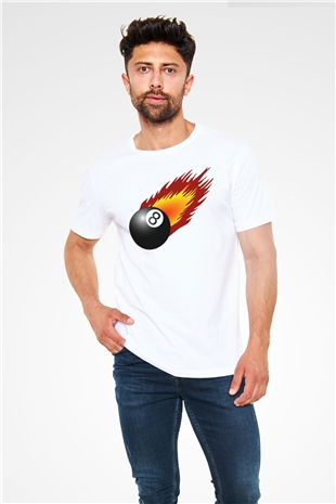 Bilardo Beyaz Unisex Tişört T-Shirt - TişörtFabrikası