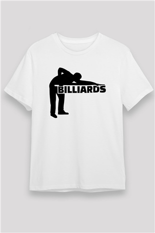 Bilardo Beyaz Unisex Tişört T-Shirt - TişörtFabrikası
