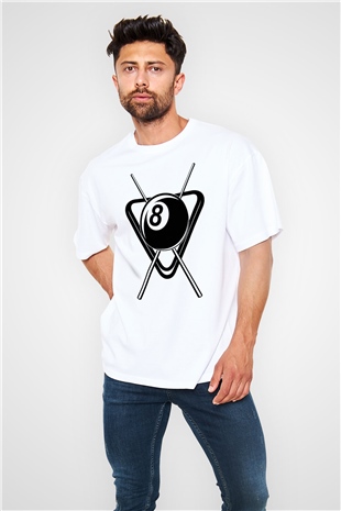 Bilardo Beyaz Oversize Tişört Oversize T-shirt - TişörtFabrikası
