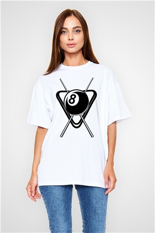 Bilardo Beyaz Oversize Tişört Oversize T-shirt - TişörtFabrikası