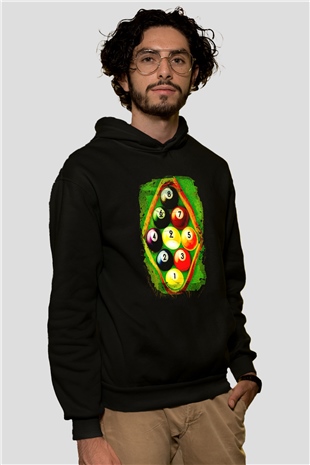 Bilardo Siyah Unisex Hoodie