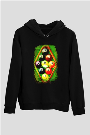 Bilardo Siyah Unisex Hoodie