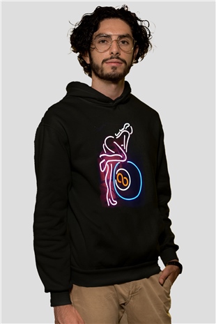 Bilardo Siyah Unisex Kapüşonlu Sweatshirt