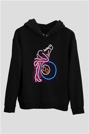 Bilardo Siyah Unisex Kapüşonlu Sweatshirt