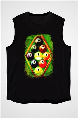 Bilardo Siyah Unisex Kolsuz Tişört