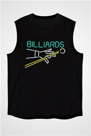 Bilardo Siyah Unisex Kolsuz Tişört