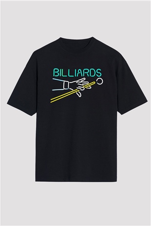 Bilardo Siyah Unisex Oversize Tişört T-Shirt