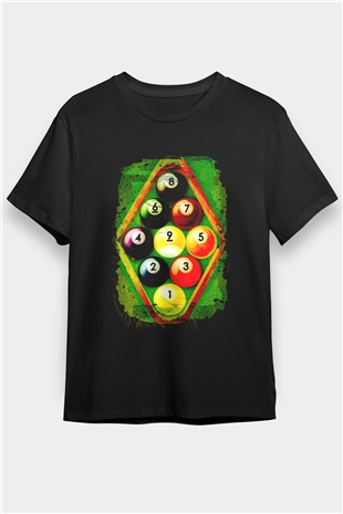 Bilardo Siyah Unisex Tişört T-Shirt - TişörtFabrikası
