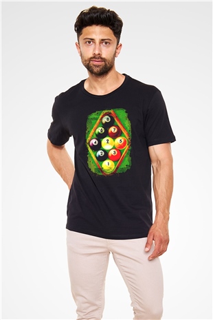 Bilardo Siyah Unisex Tişört T-Shirt - TişörtFabrikası