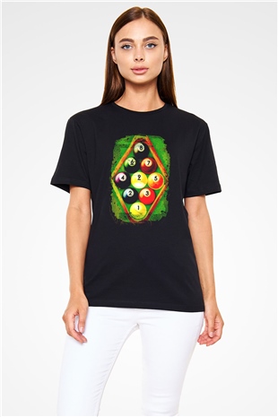 Bilardo Siyah Unisex Tişört T-Shirt - TişörtFabrikası