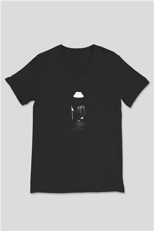 Bilardo Siyah Unisex V Yaka Tişört T-Shirt