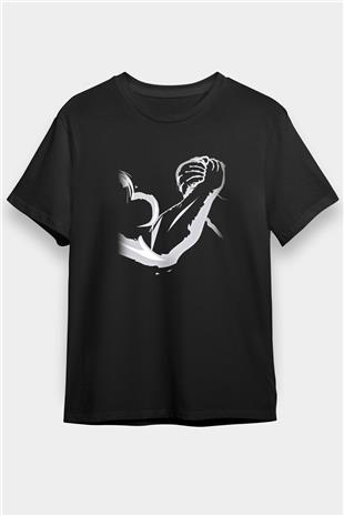 Bilek Güreşi - Arm Wrestling Baskılı Unisex Siyah Tişört - Tshirt