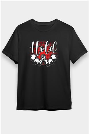 Bilek Güreşi - Arm Wrestling Baskılı Unisex Siyah Tişört - Tshirt