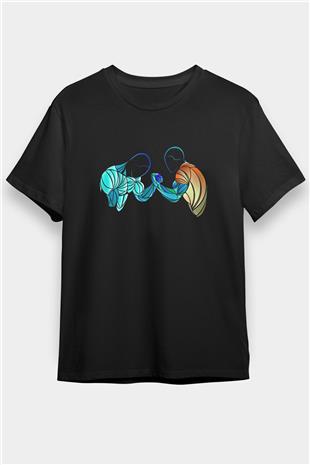 Bilek Güreşi - Arm Wrestling Baskılı Unisex Siyah Tişört - Tshirt