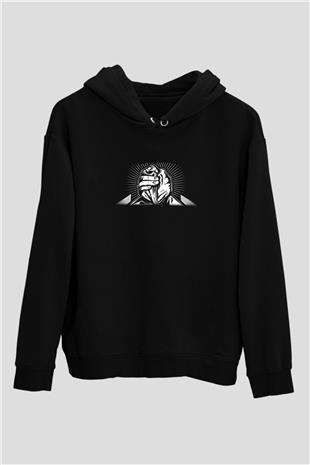 Bilek Güreşi - Arm Wrestling Baskılı Unisex Siyah Hoodie