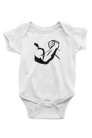 Bilek Güreşi Baskılı Beyaz Bebek Body - Zıbın