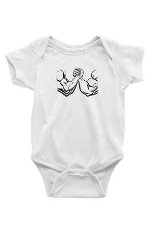Bilek Güreşi Baskılı Beyaz Bebek Body - Zıbın