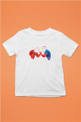 Bilek Güreşi Baskılı Unisex Beyaz Çocuk Tişört - Tshirt