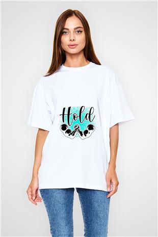 Bilek Güreşi Baskılı Unisex Beyaz Oversize Tişört - Tshirt