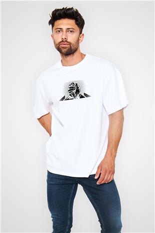 Bilek Güreşi Baskılı Unisex Beyaz Oversize Tişört - Tshirt