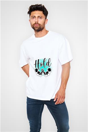 Bilek Güreşi Baskılı Unisex Beyaz Oversize Tişört - Tshirt