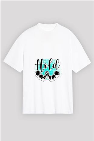 Bilek Güreşi Baskılı Unisex Beyaz Oversize Tişört - Tshirt