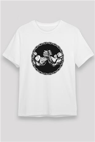 Bilek Güreşi Baskılı Unisex Beyaz Tişört - Tshirt