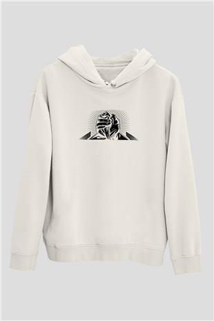 Bilek Güreşi Baskılı Unisex Ekru Hoodie