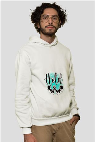 Bilek Güreşi Baskılı Unisex Ekru Hoodie