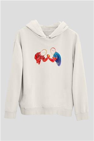 Bilek Güreşi Baskılı Unisex Ekru Hoodie