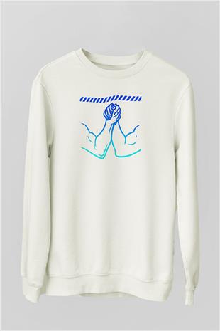 Bilek Güreşi Baskılı Unisex Ekru Sweatshirt