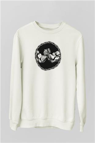 Bilek Güreşi Baskılı Unisex Ekru Sweatshirt
