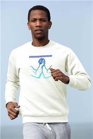 Bilek Güreşi Baskılı Unisex Ekru Sweatshirt