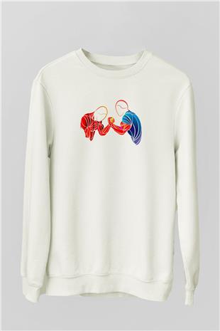 Bilek Güreşi Baskılı Unisex Ekru Sweatshirt