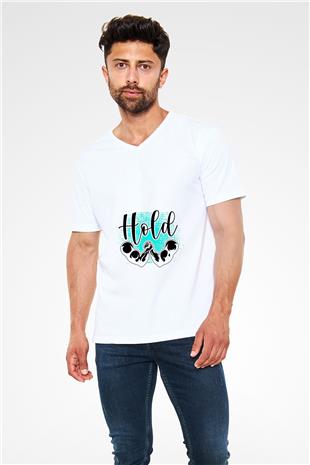Bilek Güreşi Baskılı Unisex V Yaka Tişört - Tshirt