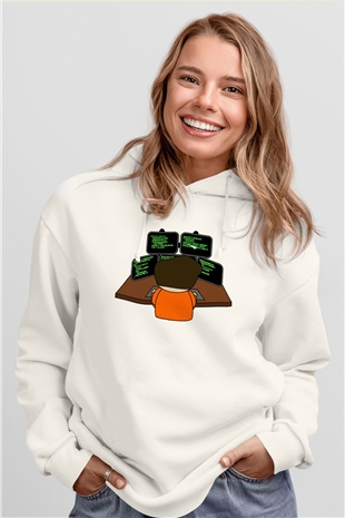Bilgisayar programcısı Beyaz Unisex Hoodie
