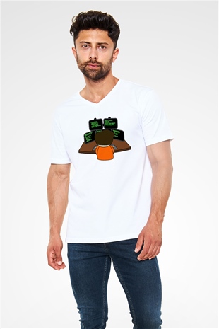 Bilgisayar programcısı Beyaz Unisex V Yaka Tişört T-Shirt