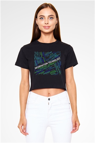 Bilgisayar programcısı Siyah Crop Top Tişört
