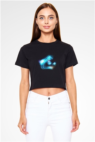 Bilgisayar programcısı Siyah Crop Top Tişört