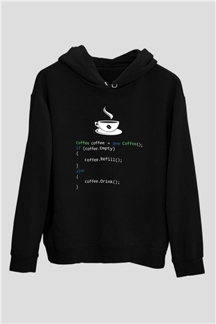 Bilgisayar programcısı Siyah Unisex Kapüşonlu Sweatshirt