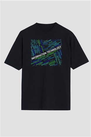 Bilgisayar programcısı Siyah Unisex Oversize Tişört T-Shirt