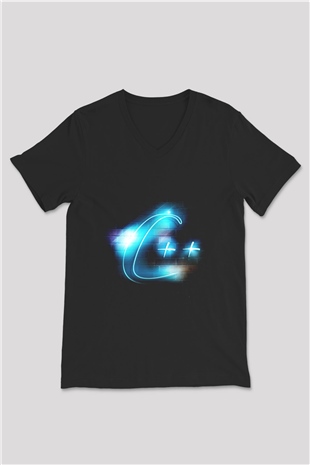 Bilgisayar programcısı Siyah Unisex V Yaka Tişört T-Shirt