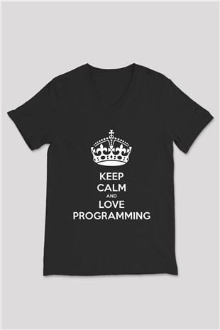 Bilgisayar programcısı Siyah Unisex V Yaka Tişört T-Shirt