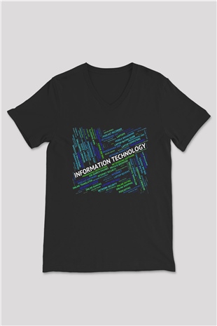 Bilgisayar programcısı Siyah Unisex V Yaka Tişört T-Shirt